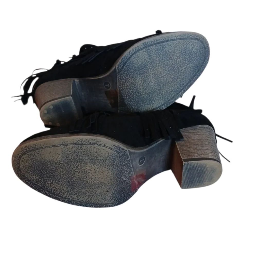Mata Black Fringe‎ Ankle Boots Size 7 Womens